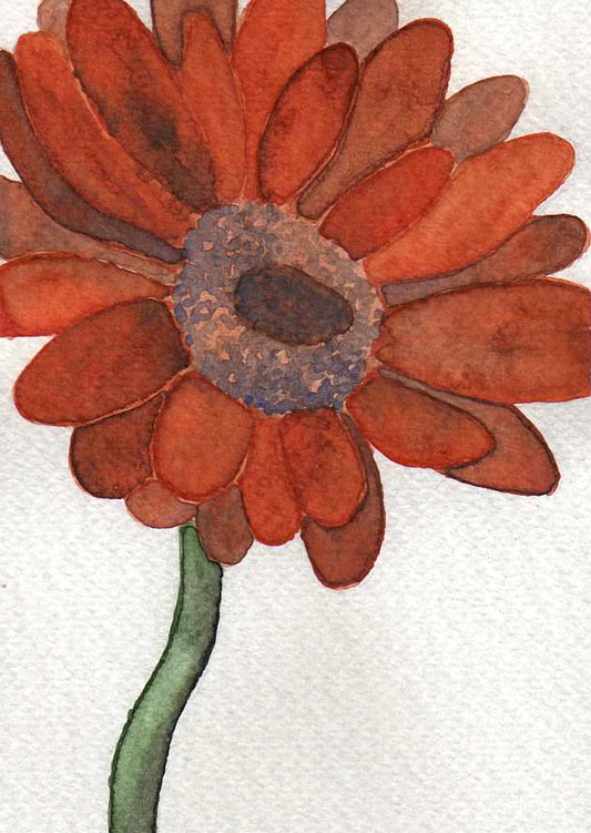 Orange Daisy, Watercolor Flower Painting, Zinnia, Flower, Floral, Modern Farmhouse Decor, Bedroom Wall, Home Office Living Room Bathroom Art