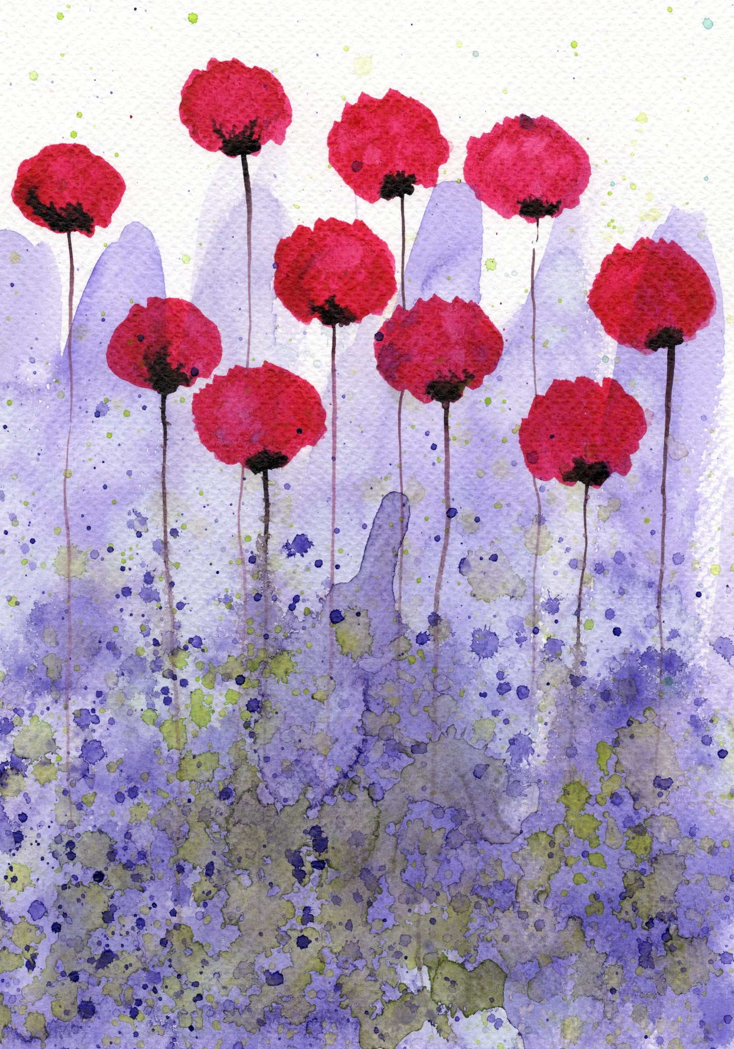 Pink Poppy PRINT, Watercolor Flower Painting, Modern Farmhouse, Cottagecore, Cottage Garden, Grannycore, Purple Wall Decor, Shabby Chic