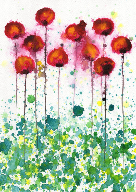 Pink and Green Watercolor Flowers, PRINT, Modern Farmhouse, Floral Painting, Wall Art,  Home Decor, Bath Abstract Woodland, Cottagecore