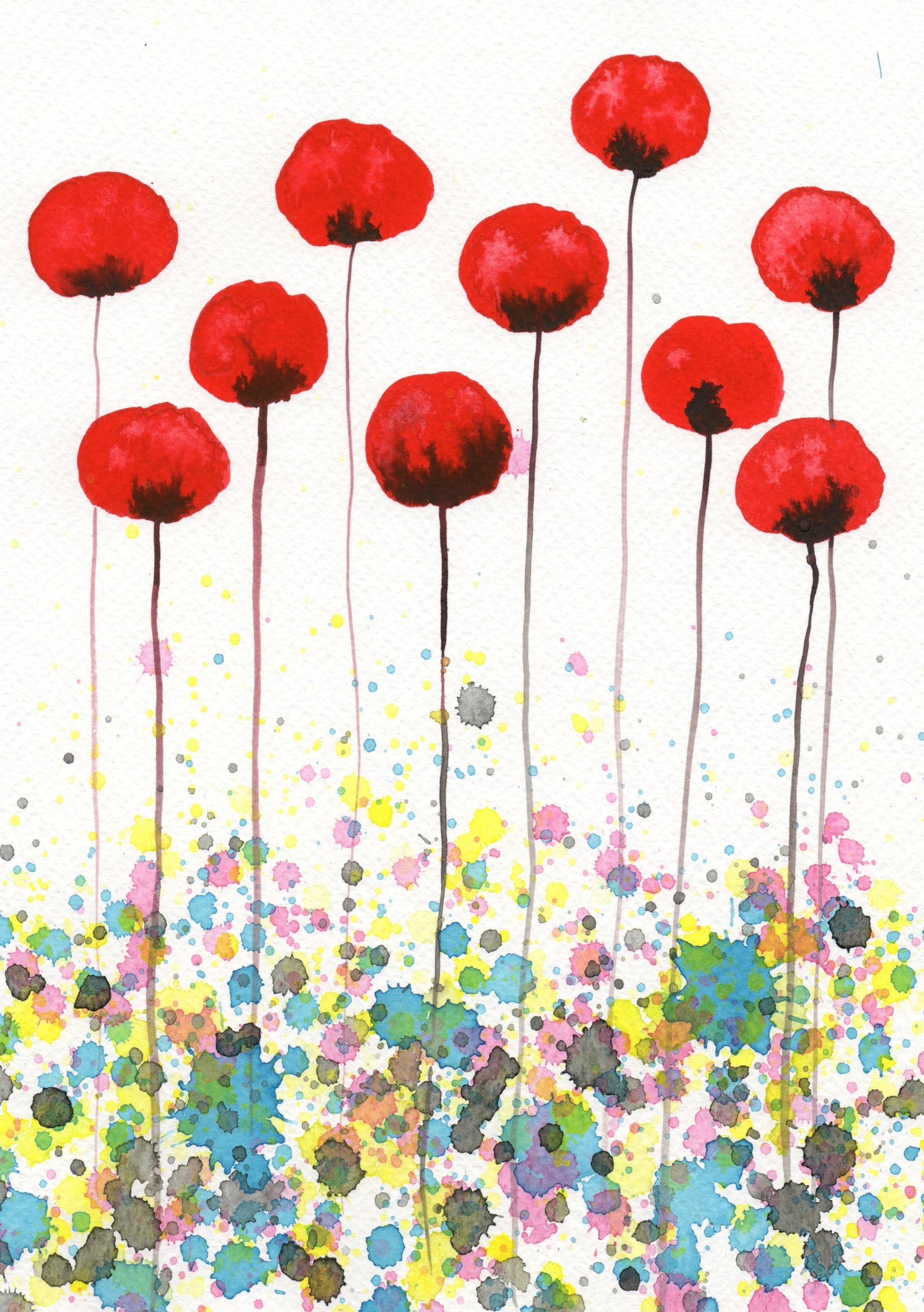 Red Flowers PRINT of Watercolor Painting, Poppies, Modern Farmhouse, Bedroom Cottage Garden, Over the Bed Art, Home Decor Wall Art for Bath