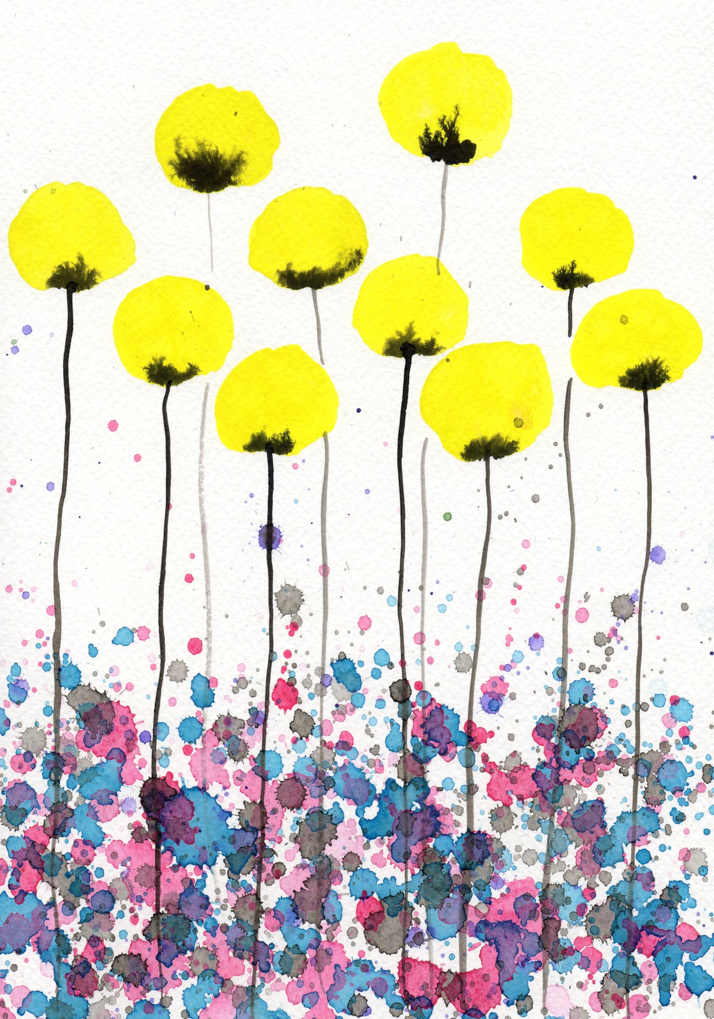 Yellow Flower Painting for Fresh and Vibrant Home Interior, Modern Farmhouse Decor, Energetic Livingroom, Bedroom and Bathroom Walls, Foyer
