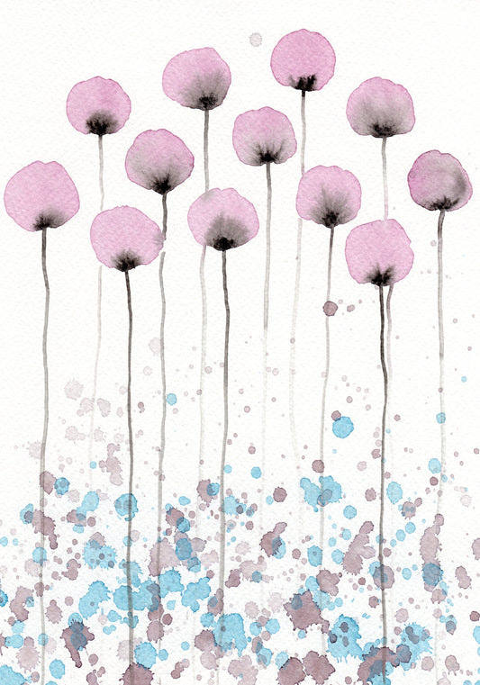 Soft Pink Watercolor Flowers PRINT for Modern Farmhouse or Cottage Style Home, Pastel Bedroom Painting, Wall Decor, Cottagecore Bathroom