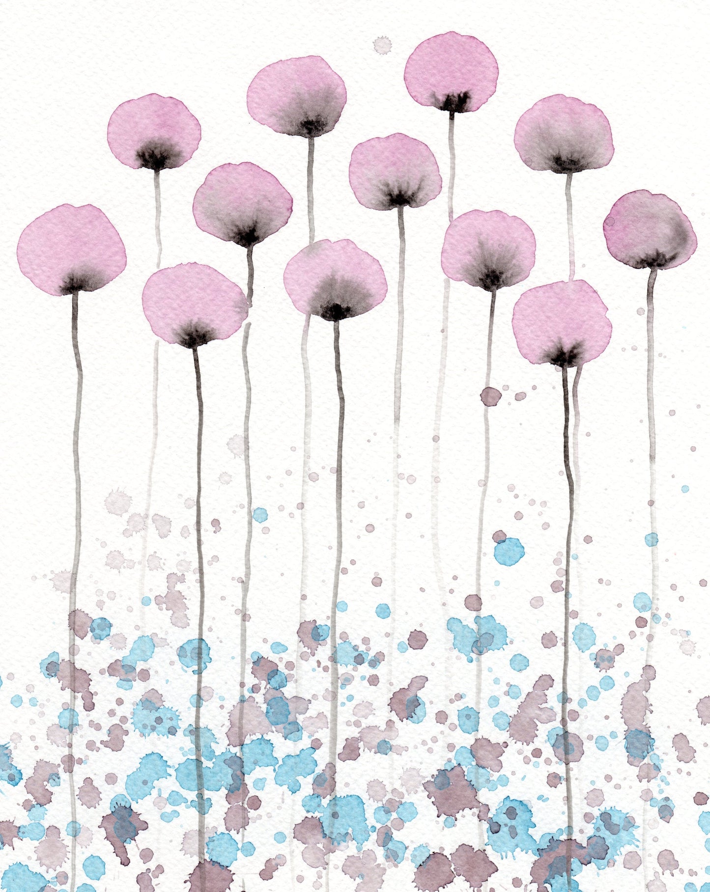 Soft Pink Watercolor Flowers PRINT for Modern Farmhouse or Cottage Style Home, Pastel Bedroom Painting, Wall Decor, Cottagecore Bathroom