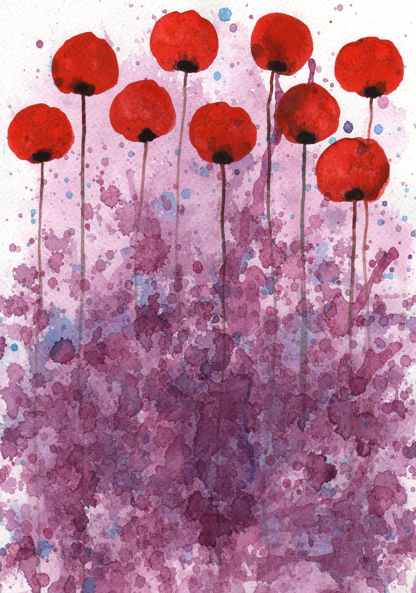 Red and Pink Watercolor Flowers PRINT, Modern Farmhouse, Feminine Art, Cottagecore, Cottage Decor, Home Office Wall Art, Bedroom Bathroom