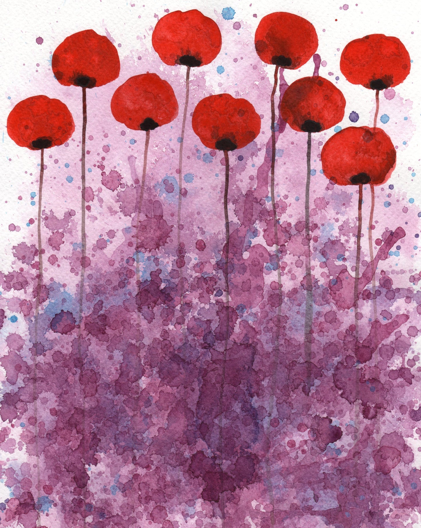 Red and Pink Watercolor Flowers PRINT, Modern Farmhouse, Feminine Art, Cottagecore, Cottage Decor, Home Office Wall Art, Bedroom Bathroom